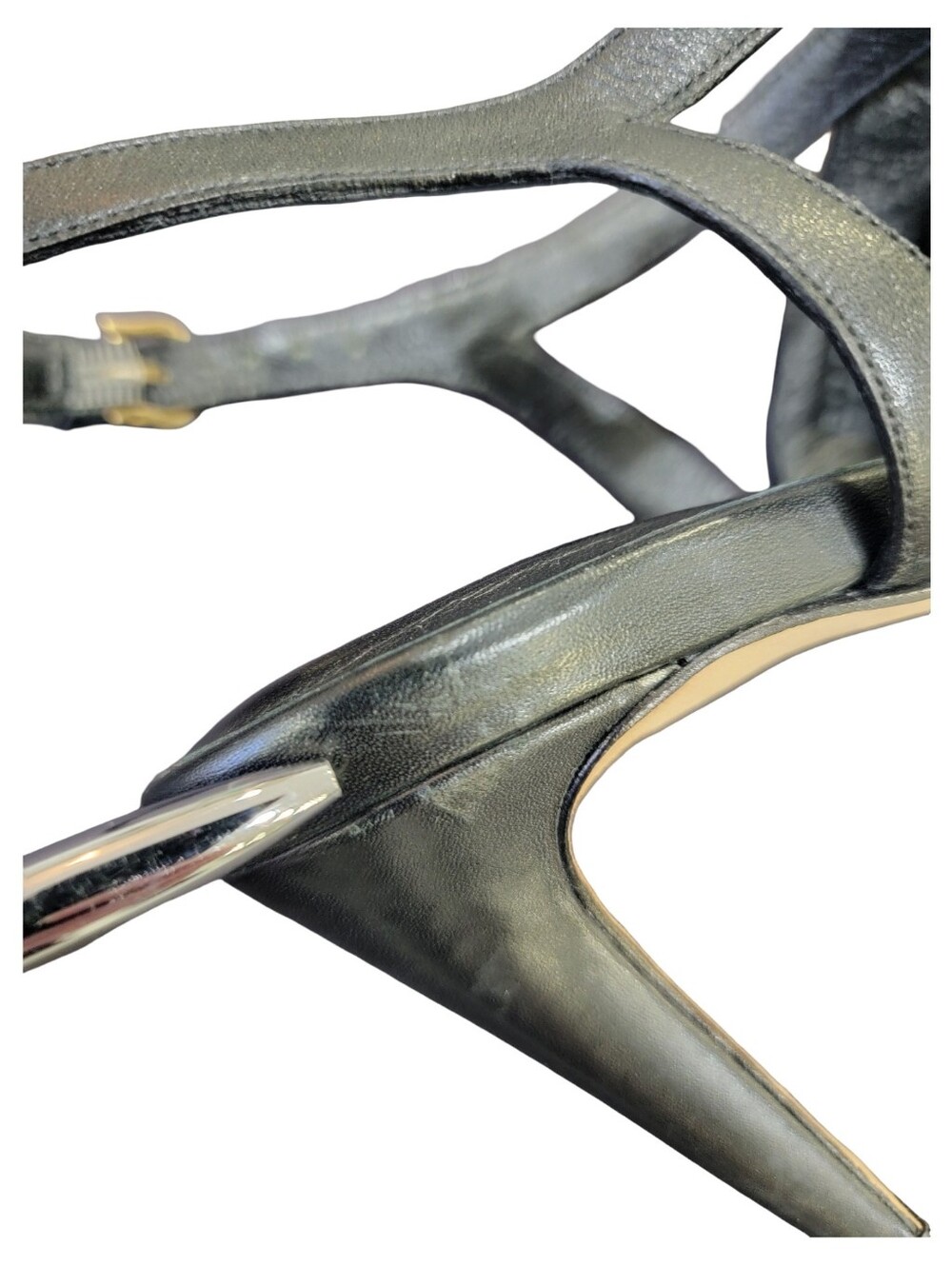 Cole Haan x Nike Air Black Leather Horsebit Slingback Heels Stiletto Women’s 8B - Picture 15 of 17